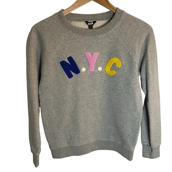 J. Crew Gray Crewneck Sweatshirt with NYC Embroidery Size XXS - Picture 1 of 7